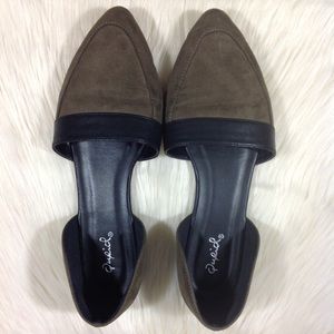 QUPID | olive green black suede pointed toe flats